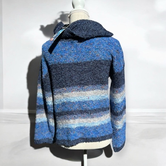 🌻NEW w.tag Knitizen Blue Striped Chunky Cozy  Warm Cowl Neck Sweater Size S - Picture 7 of 10